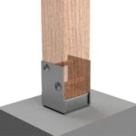 Demo graphic showing the installation process of 90mm Post Support Bolt Down 316SS