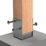 Demo graphic showing the installation process of 90mm Post Support Bolt Down 316SS