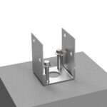 Demo graphic showing the installation process of 90mm Post Support Bolt Down 316SS
