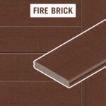 137x32 Modwood Xtreme Guard Grooved Composite Decking Fire Brick Tile showing board colour against a swatch card