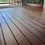 ironbark commercial decking used in outdoor waiting room project