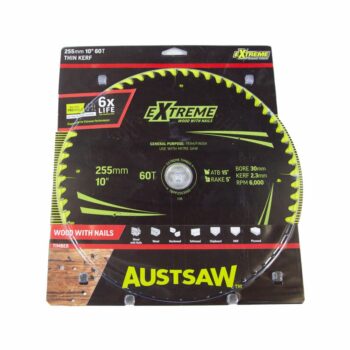 "Austsaw Extreme Wood with Nails Blade 255mm x30 Bore x60 T"